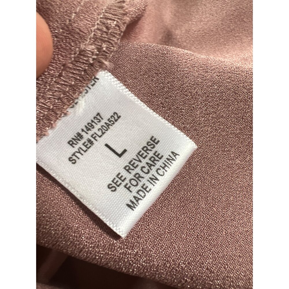 Favlux Satin Cowl Neck Ruffle Hem Mini Cocktail Dress Rusty Rose Size Large NWT - Picture 4 of 5